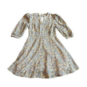 Quanta du Soleil Dainty Floral Print Dress Puff Sleeves Mini Size 36 EU Small